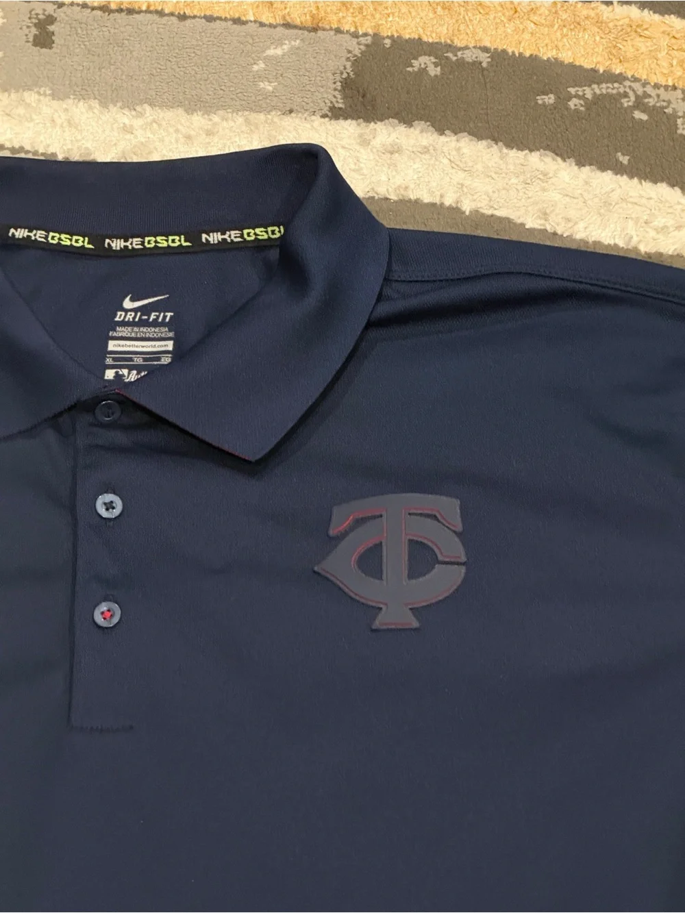 Nike Minnesota Twins Authentic Collection Blue Dri Fit Baseball Polo Shirt XL